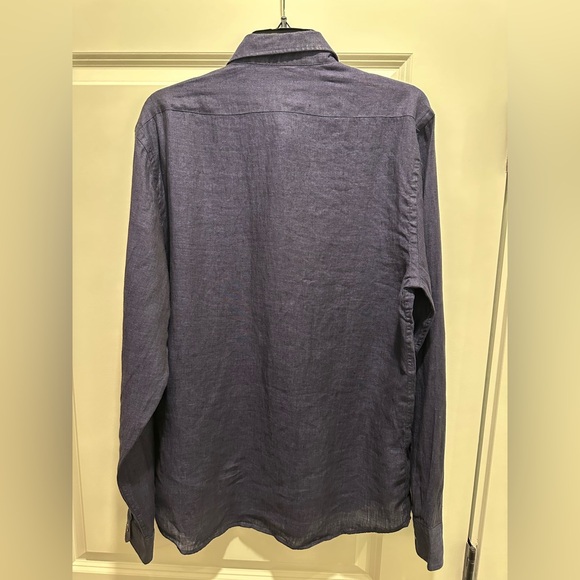 REISS RUBAN LINEN BUTTON THROUGH SHIRT
COLOR: NAVY - Picture 3 of 3